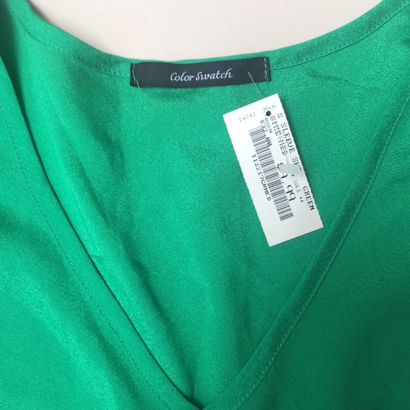 NWT color swatch short sleeve green front tie sleeveless top - Picture 6 of 11